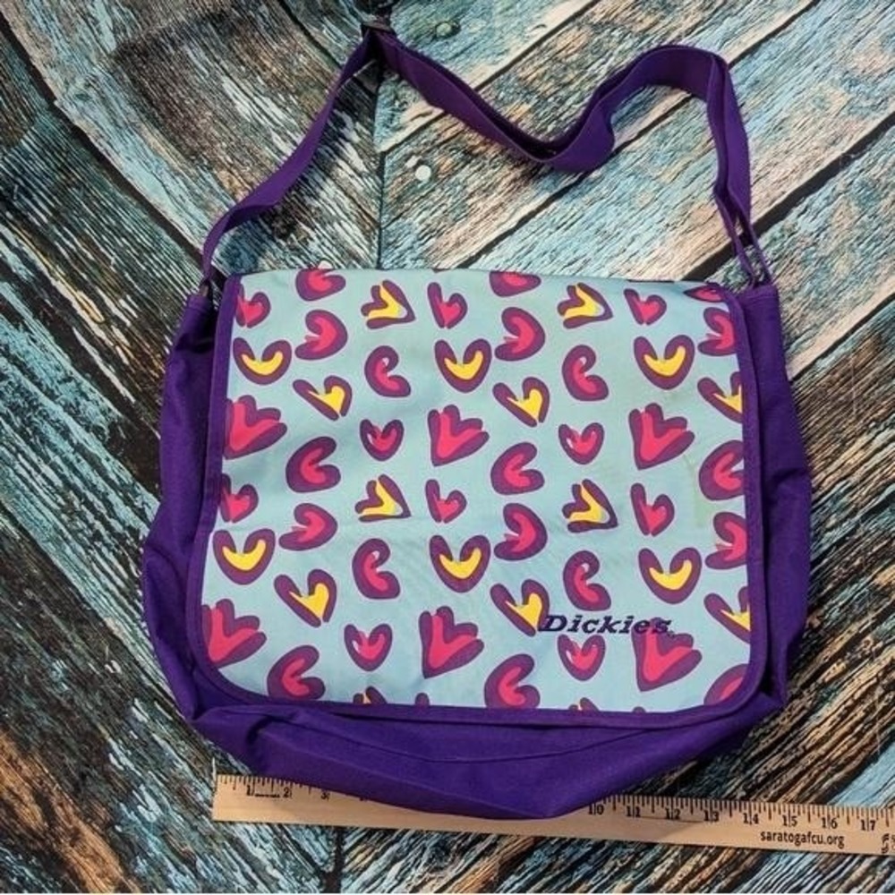 Y2K Vintage Dickies Heart‎ Print Messenger Bag Grunge Skater Crossbody Purple